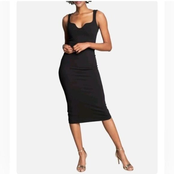 NWT Dress the Population Black Sloane Midi Sheath Dress - Picture 1 of 8